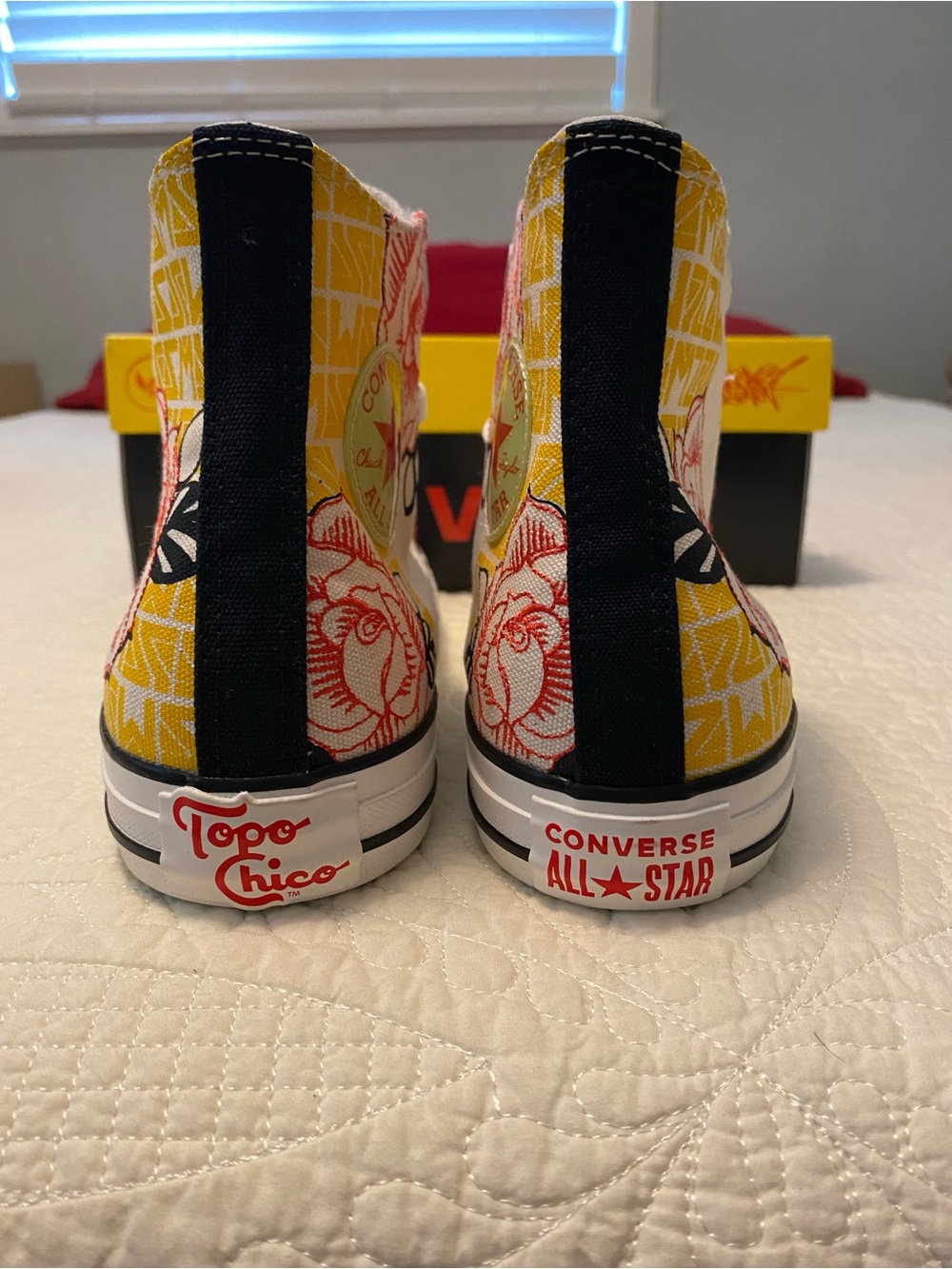 Converse Topo Chico New High-Top Sneakers in Natural with Yellow & Red Accents - Picture 3 of 12